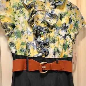 Size 8 denim and floral dress NWT